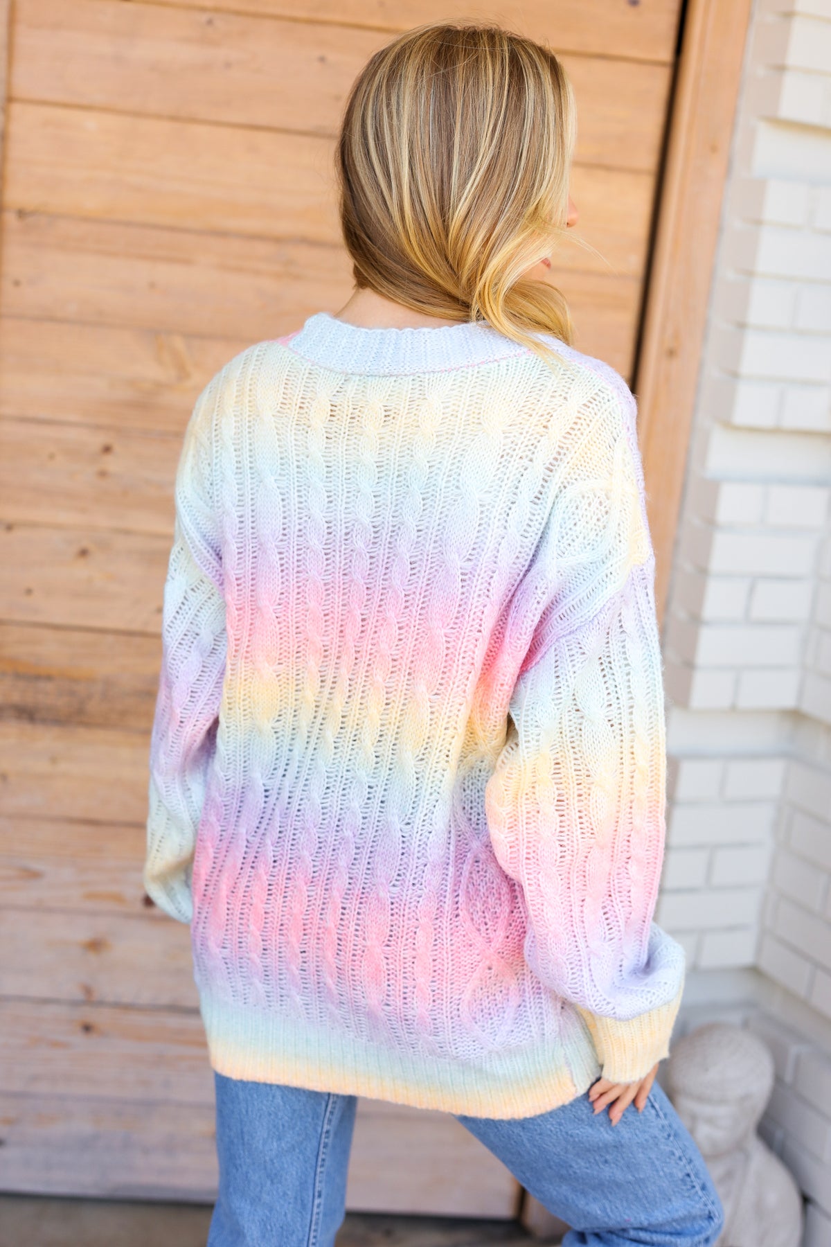 WICHITA | Regenboog Ombre Kabel Gebreid Vest