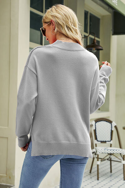 FRANCENE | Sweater met ronde hals en split in contrast lippatroon