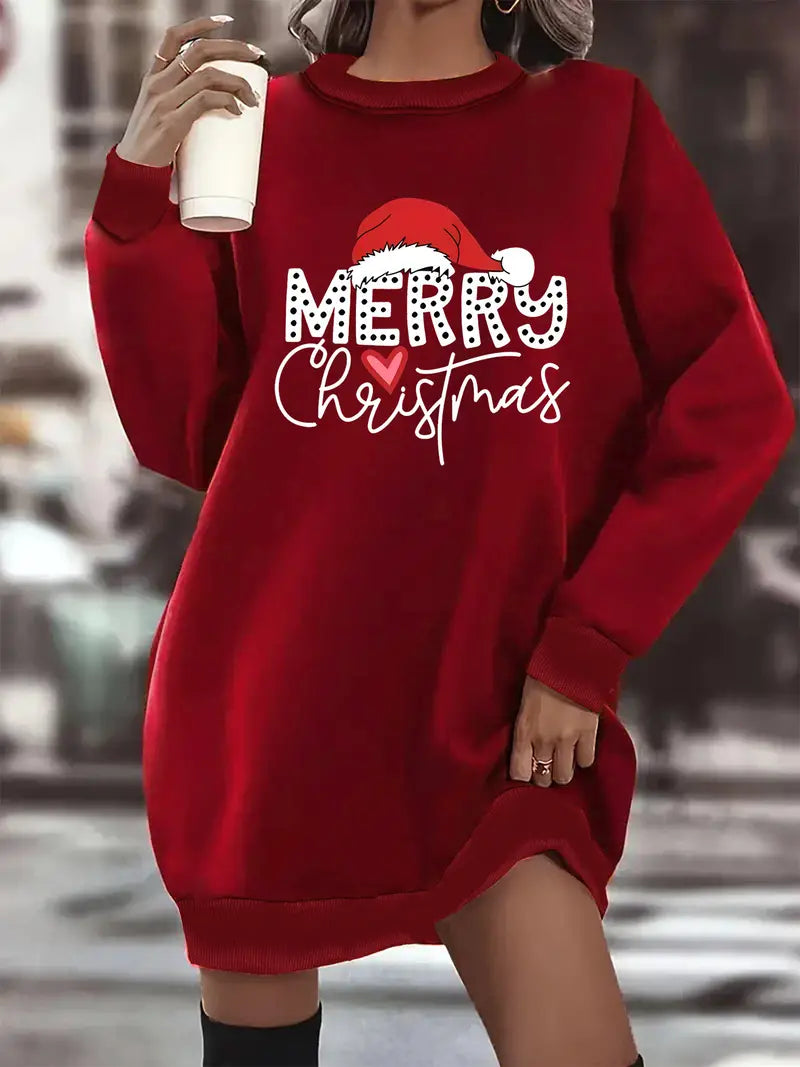 Kerstmis sweater jurk "Merry Christmas"