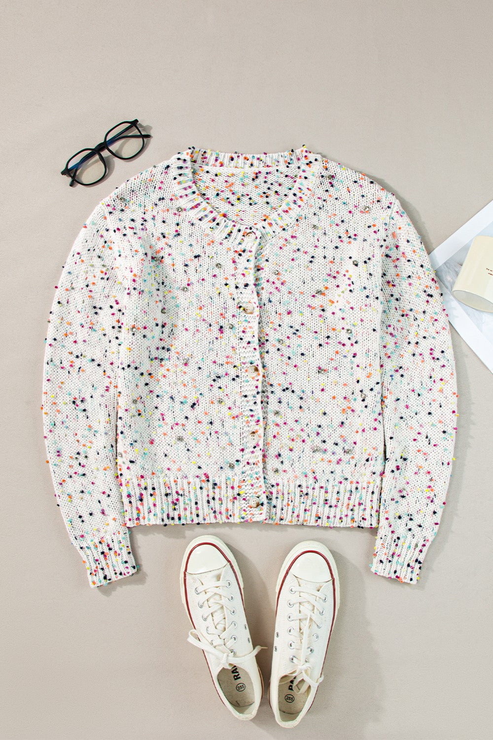 CHANTAL | Confetti Button Up Long Sleeve Cardigan