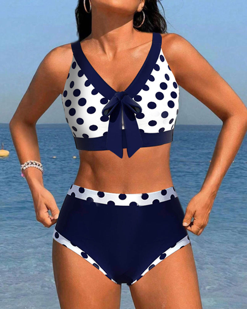 JEREMIAH | Bikini met patchwork en stippenpatroon in hoge taille