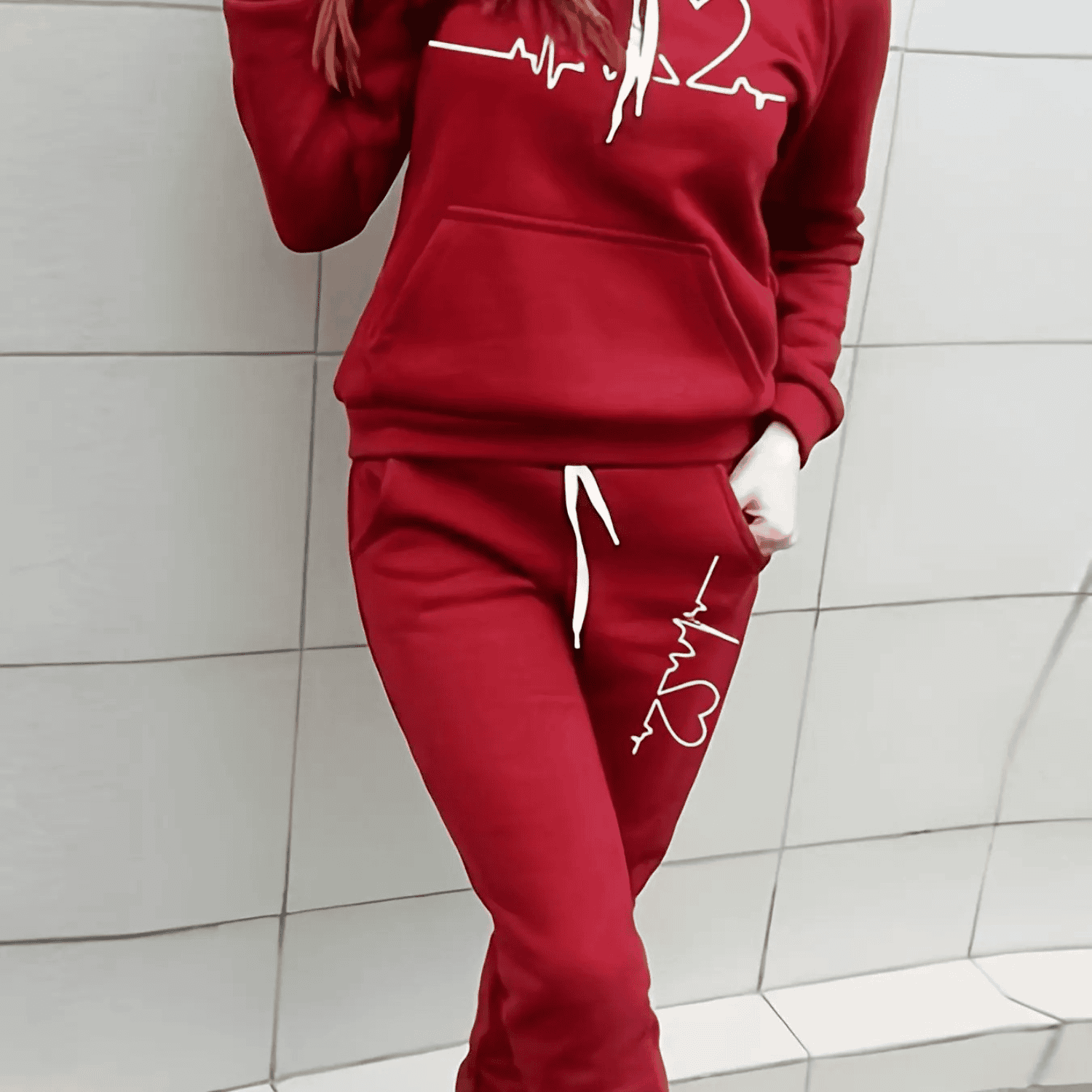 PHOEBE | Dames tracksuit met fleece hoodie en patroonprint