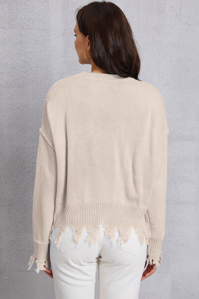 JOANDRA | Lip Franje Sweater Ronde Hals