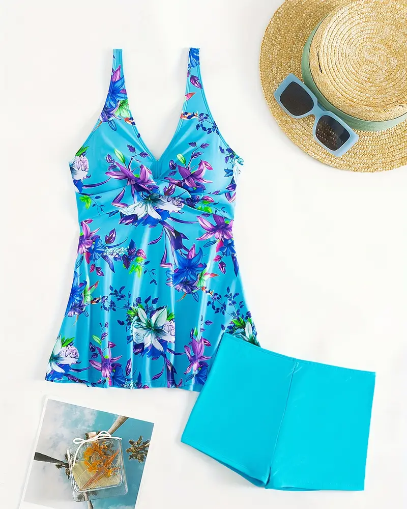 VICTORIA | Verfrissende tankini met bloemenprint en jarretelles