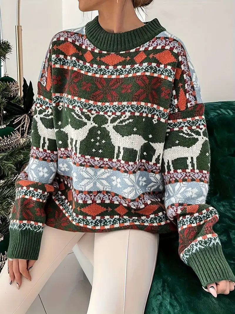 Dames kerst sweater met ronde hals