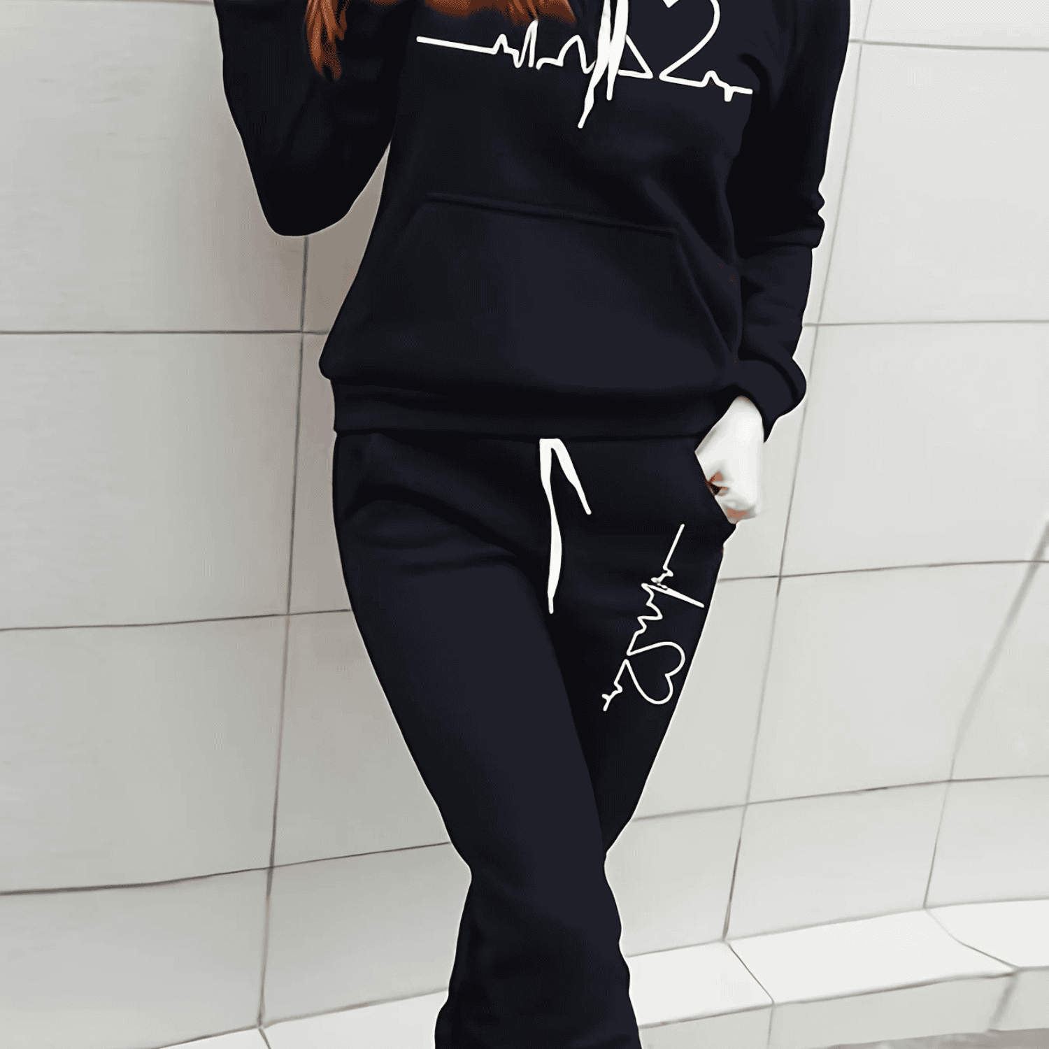 PHOEBE | Dames tracksuit met fleece hoodie en patroonprint