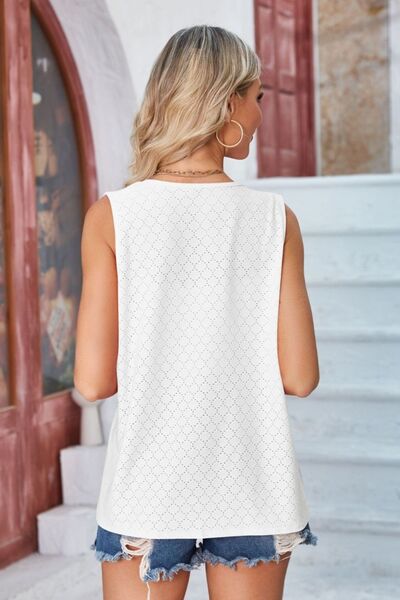 VIVIENNE | Eyelet open voorkant mouwloos vest