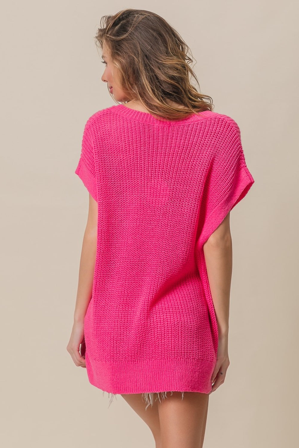 ULYSSA | Sweater met korte mouwen en patchzakken