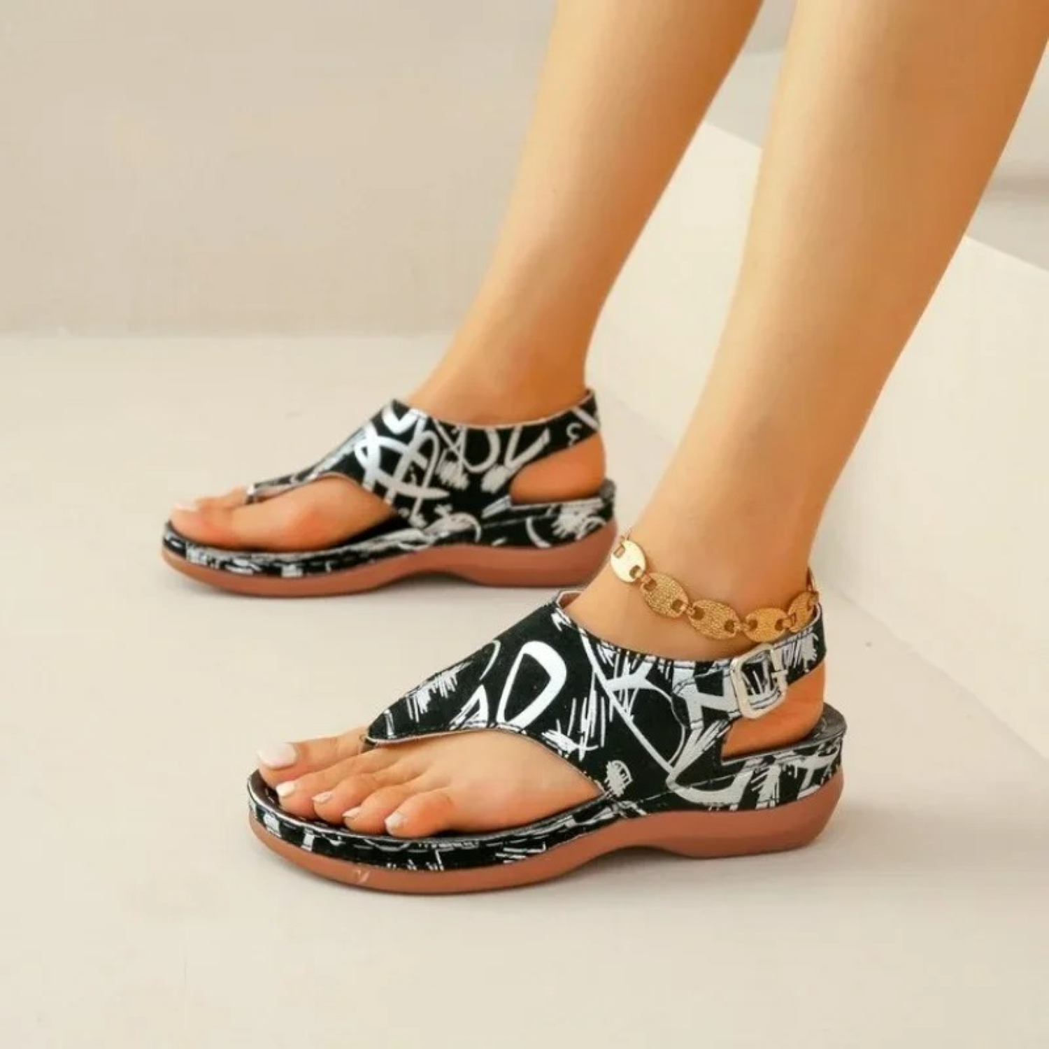 JANELLE | Retro bloemenprint dames sandalen