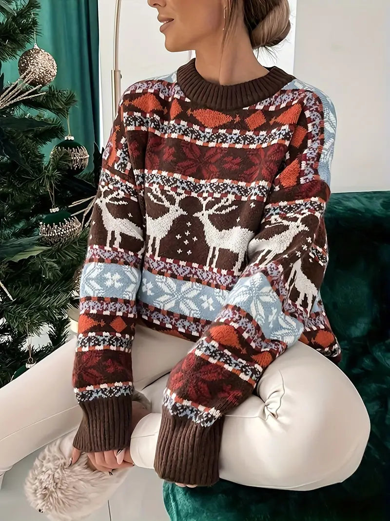 Dames kerst sweater met ronde hals