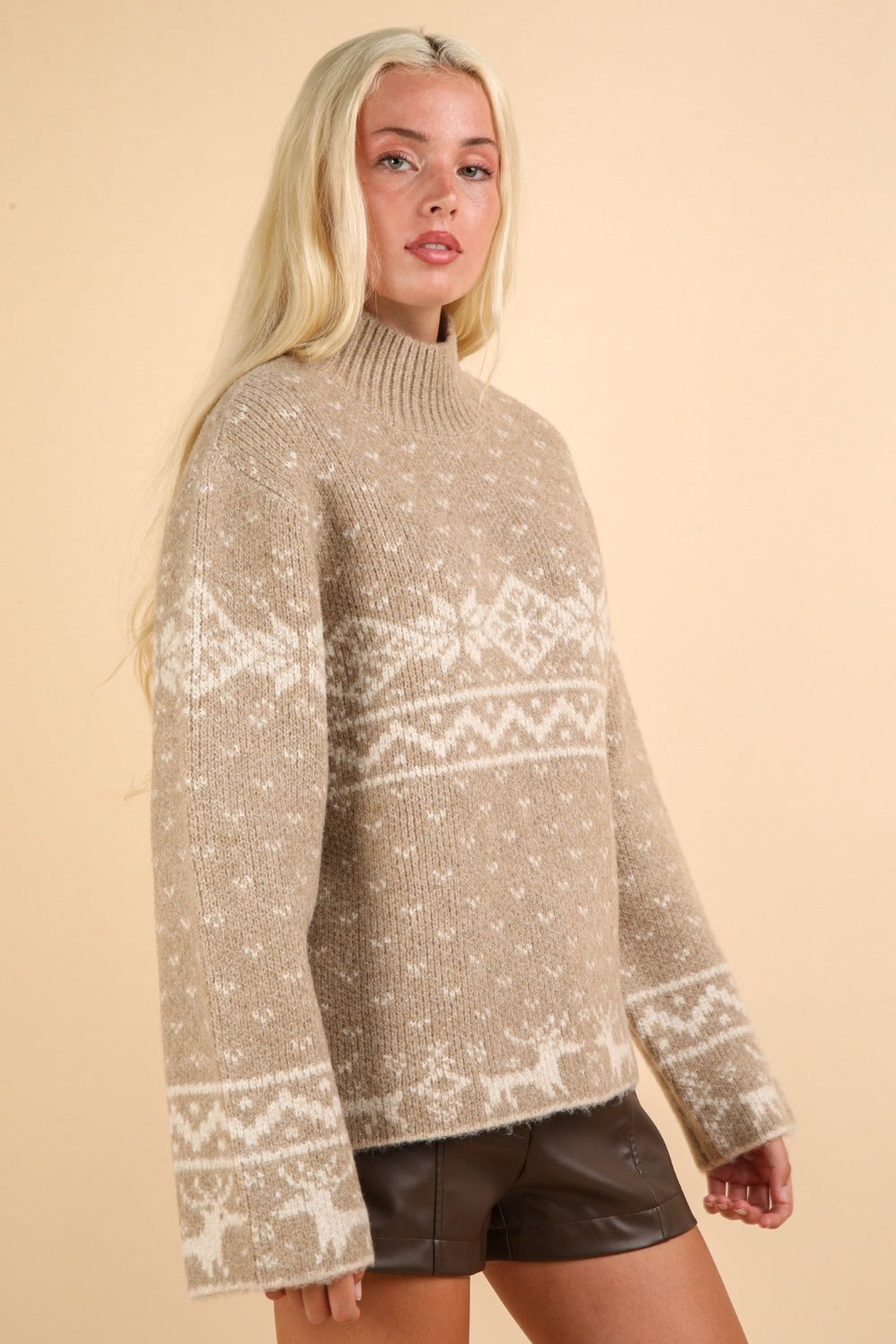 Beige Kerst Sweater voor Dames