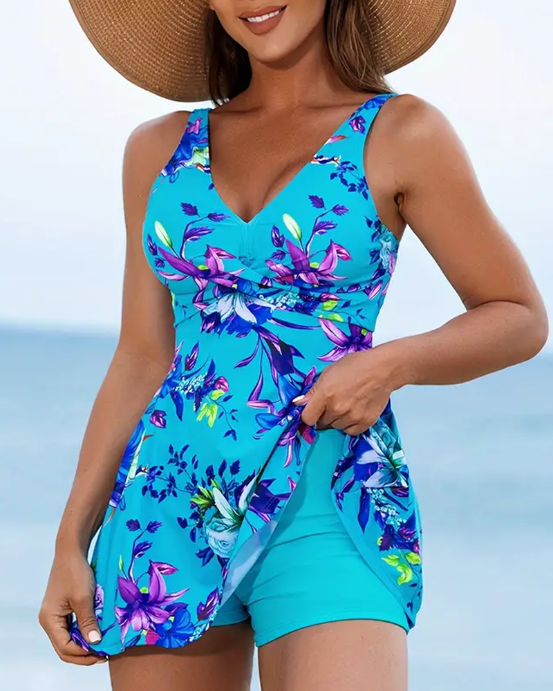 VICTORIA | Verfrissende tankini met bloemenprint en jarretelles