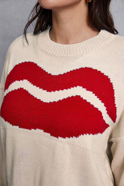 JOANDRA | Lip Franje Sweater Ronde Hals