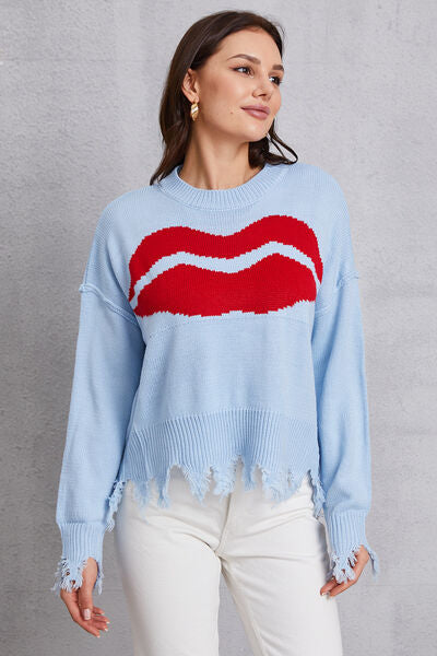 JOANDRA | Lip Franje Sweater Ronde Hals