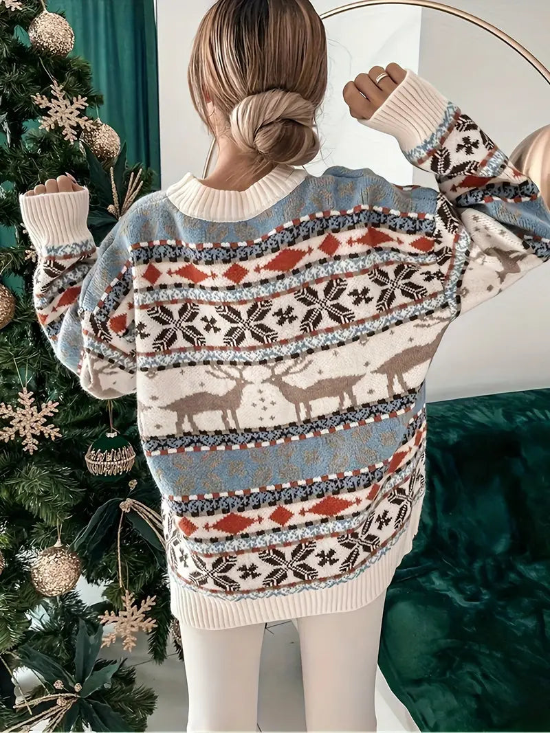 Dames kerst sweater met ronde hals