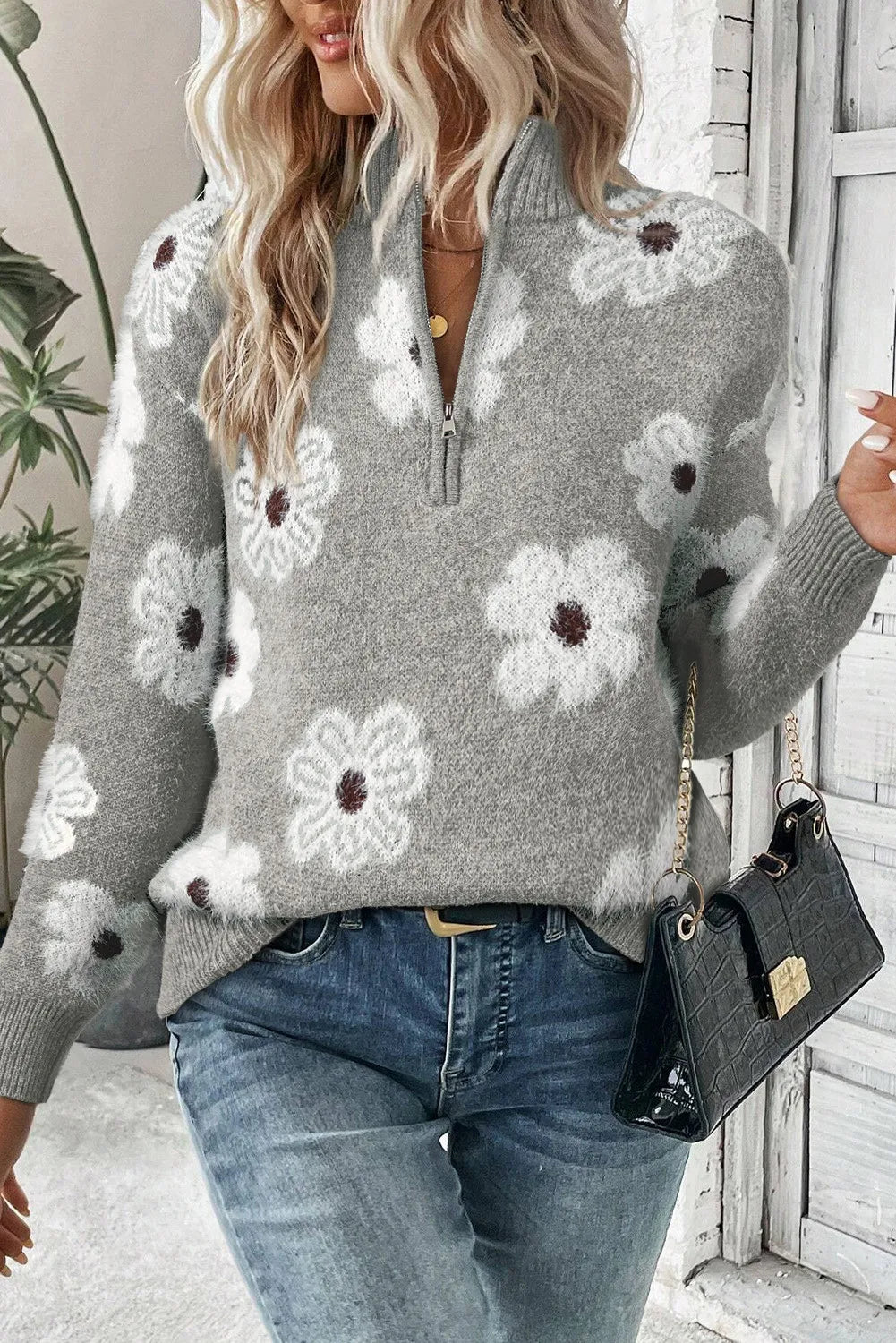 BERENICE | Sweater met lange mouwen en halve rits