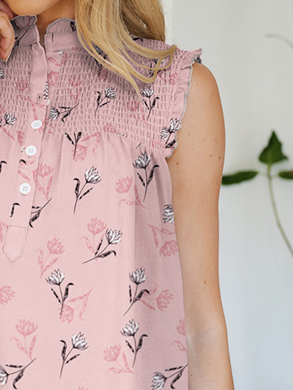 REESE | Top met volantprint en ronde hals