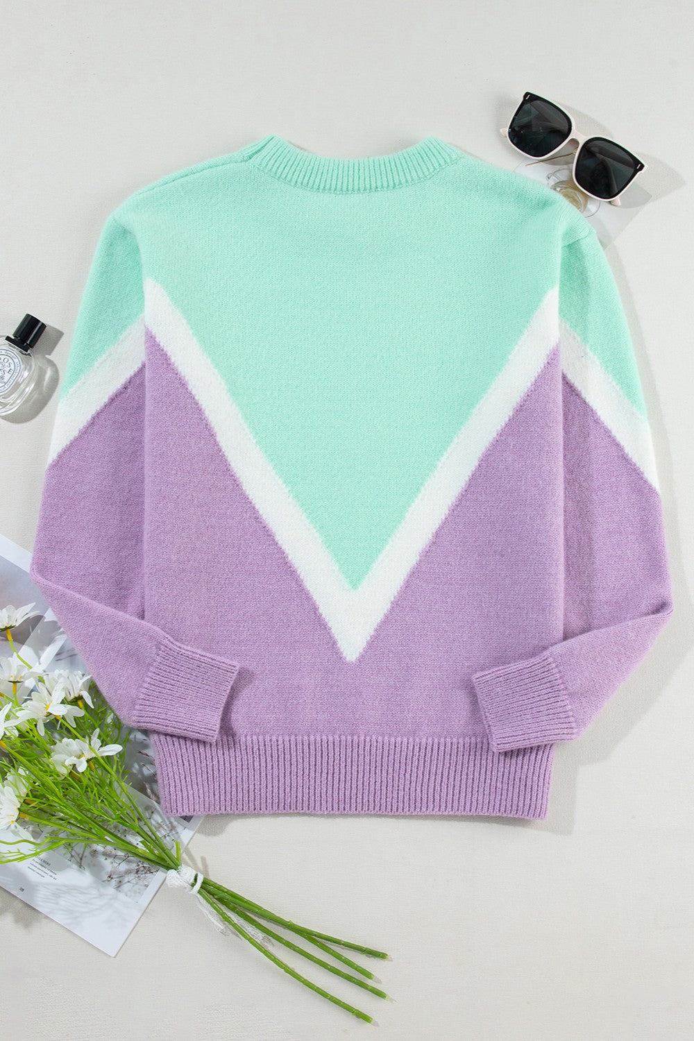 HALKYONE | Sweater met ronde hals en losse schouders