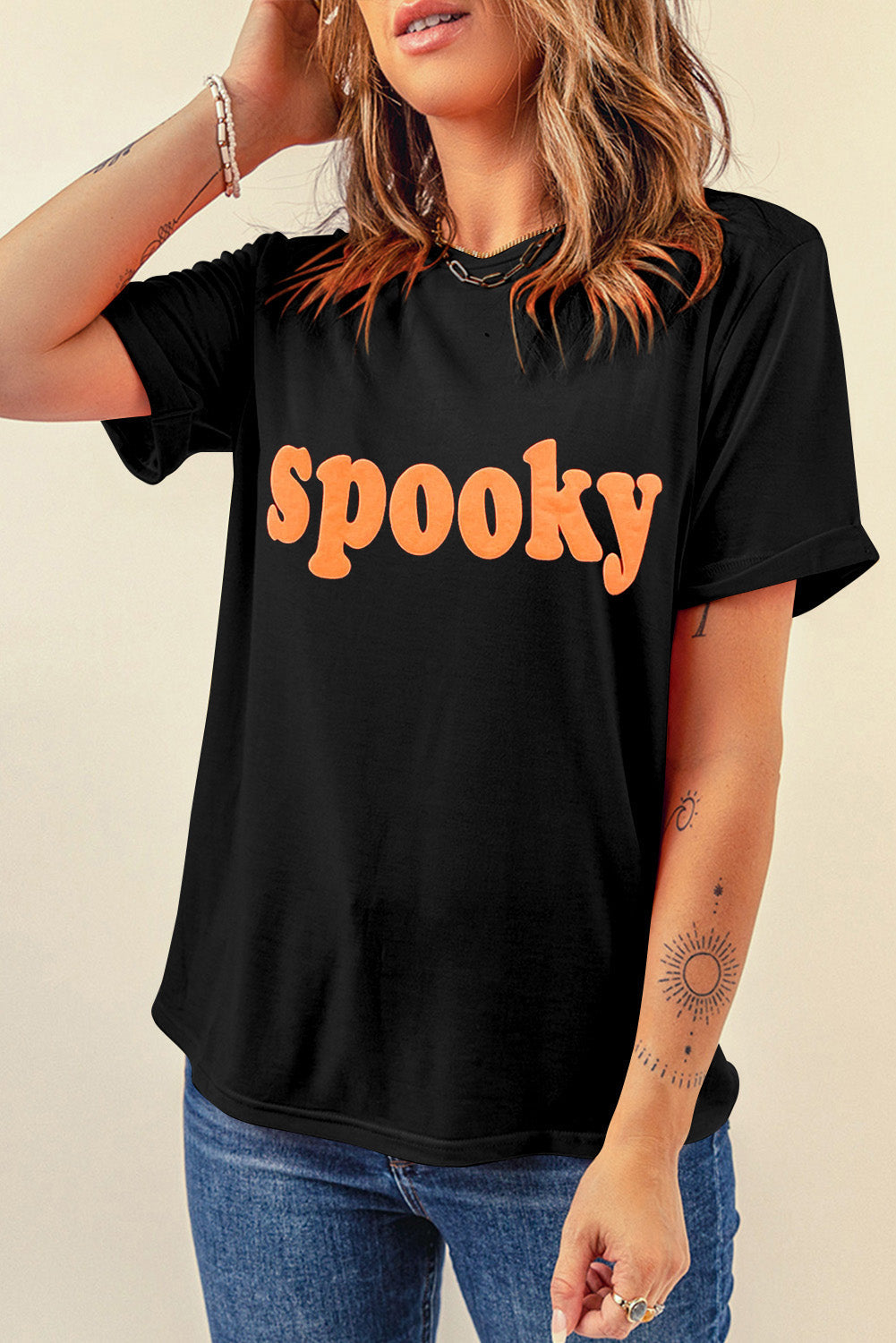 GALADRIEL | Gedrukt Spooky Ronde Hals Korte Mouw T-shirt