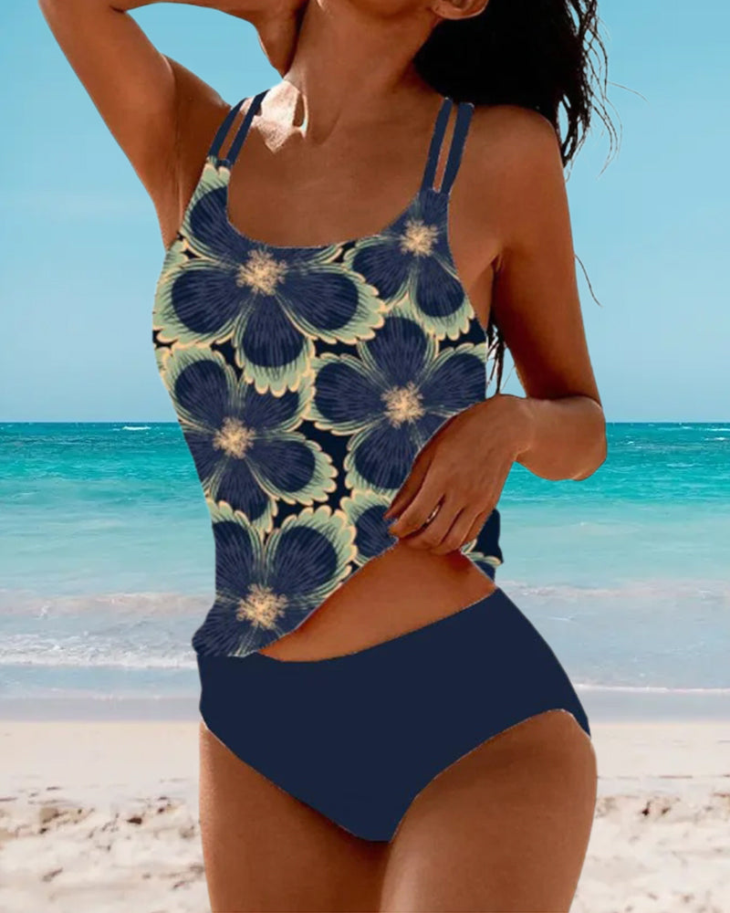 MARGAUX | Tankini met spaghettibandjes en bloemenprint