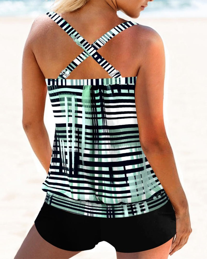 SLOANE | Streepmotief tankini badpak met klassieke stijl