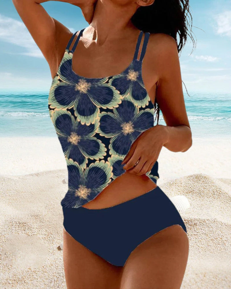 MARGAUX | Tankini met spaghettibandjes en bloemenprint