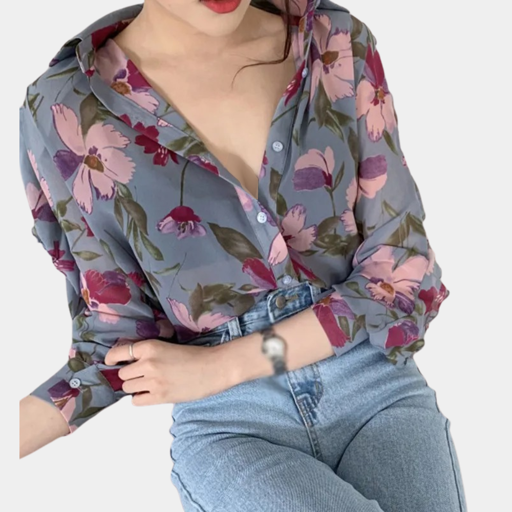 DIANNE | Damesblouse versierd met bloemmotieven