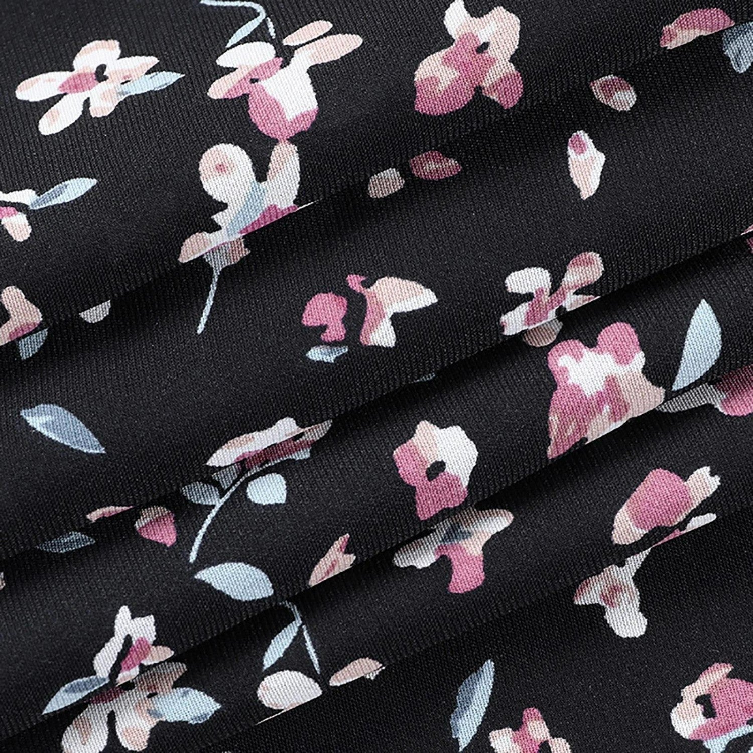 GRACELYN | Zwarte zomerjurk met bloemenprint en riempjes