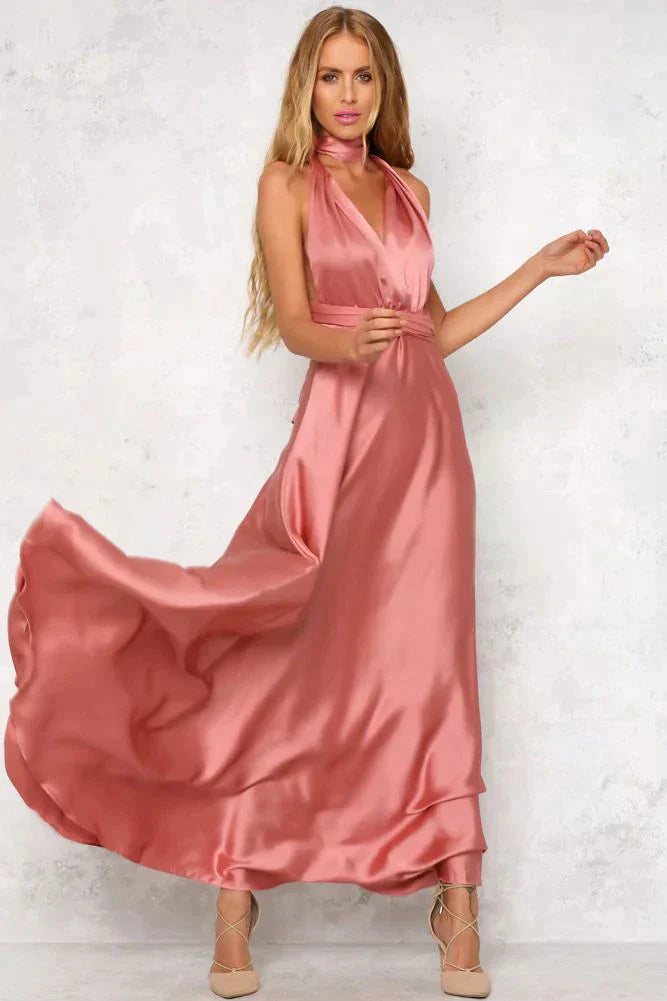 PRINCESS | Maxi-jurk met halternek en halskettingdetail