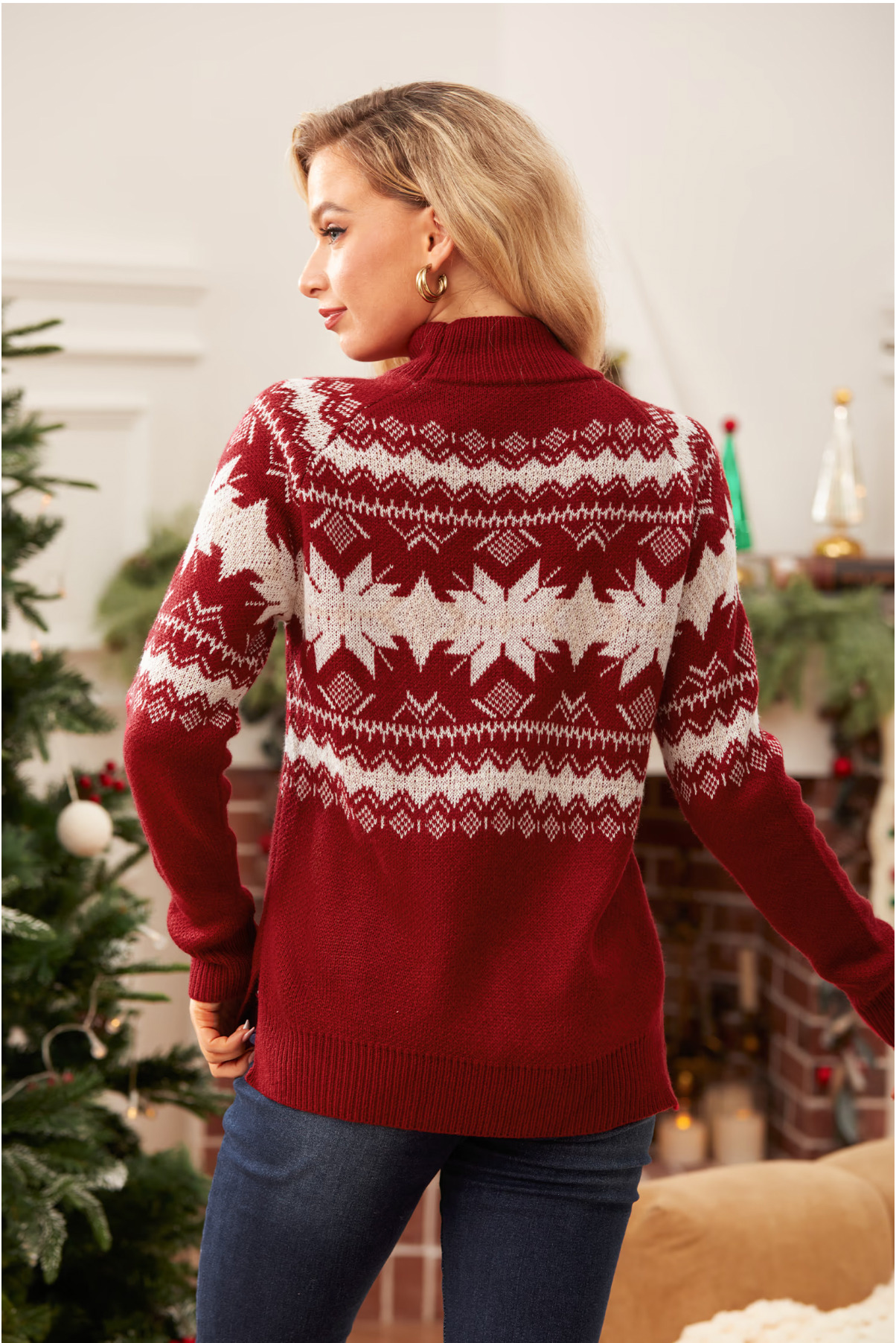 Dames sneeuwvlok kerst sweater