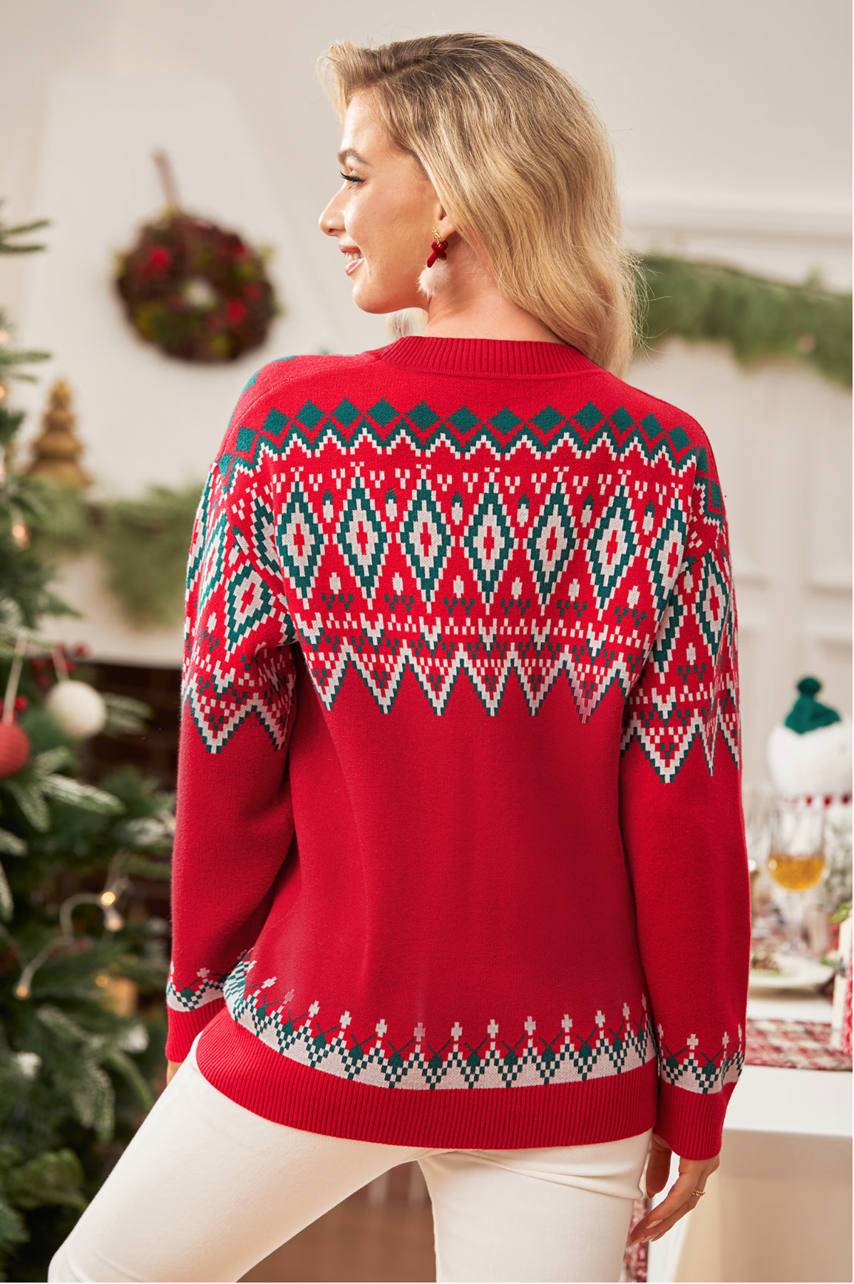 Rode Crewneck Kerst Sweater