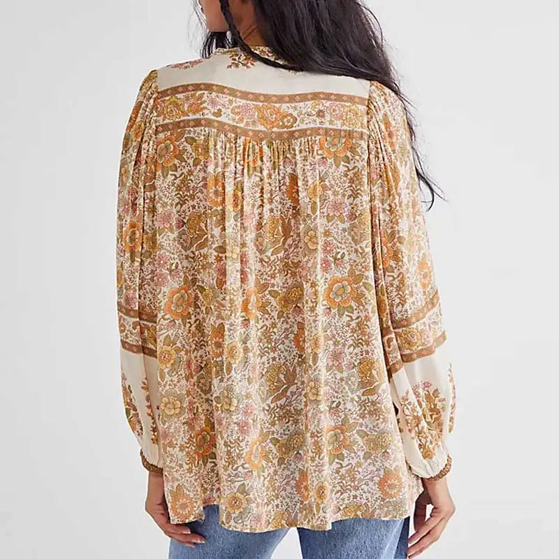 INAYA | Bohemian V-hals blouse met bloemenprint