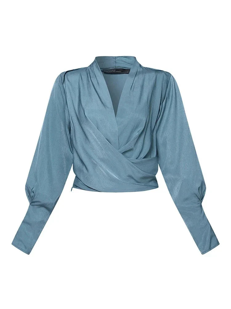 ISHI | V-hals damesblouses met pofmouwen