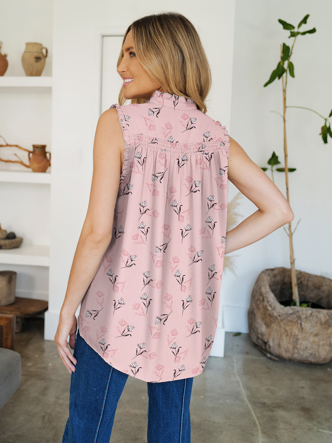 REESE | Top met volantprint en ronde hals