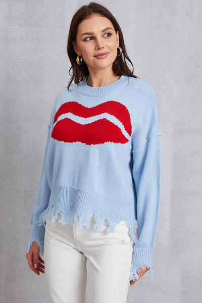 JOANDRA | Lip Franje Sweater Ronde Hals