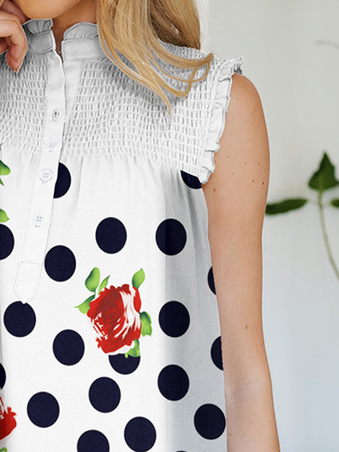 REESE | Top met volantprint en ronde hals