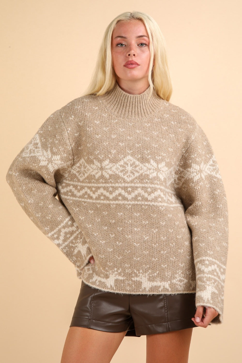 Beige Kerst Sweater voor Dames