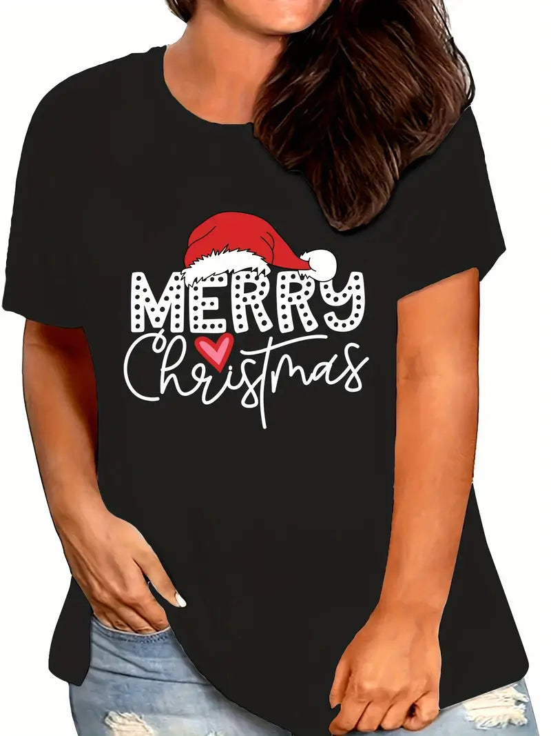 Plus-Size Merry Christmas t-shirt voor dames