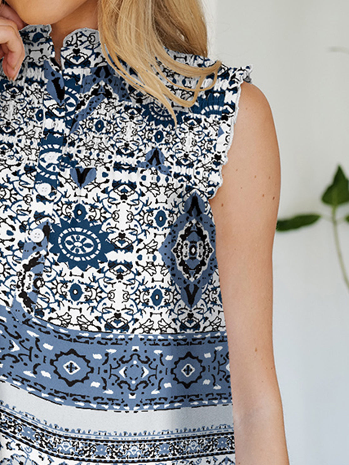 REESE | Top met volantprint en ronde hals