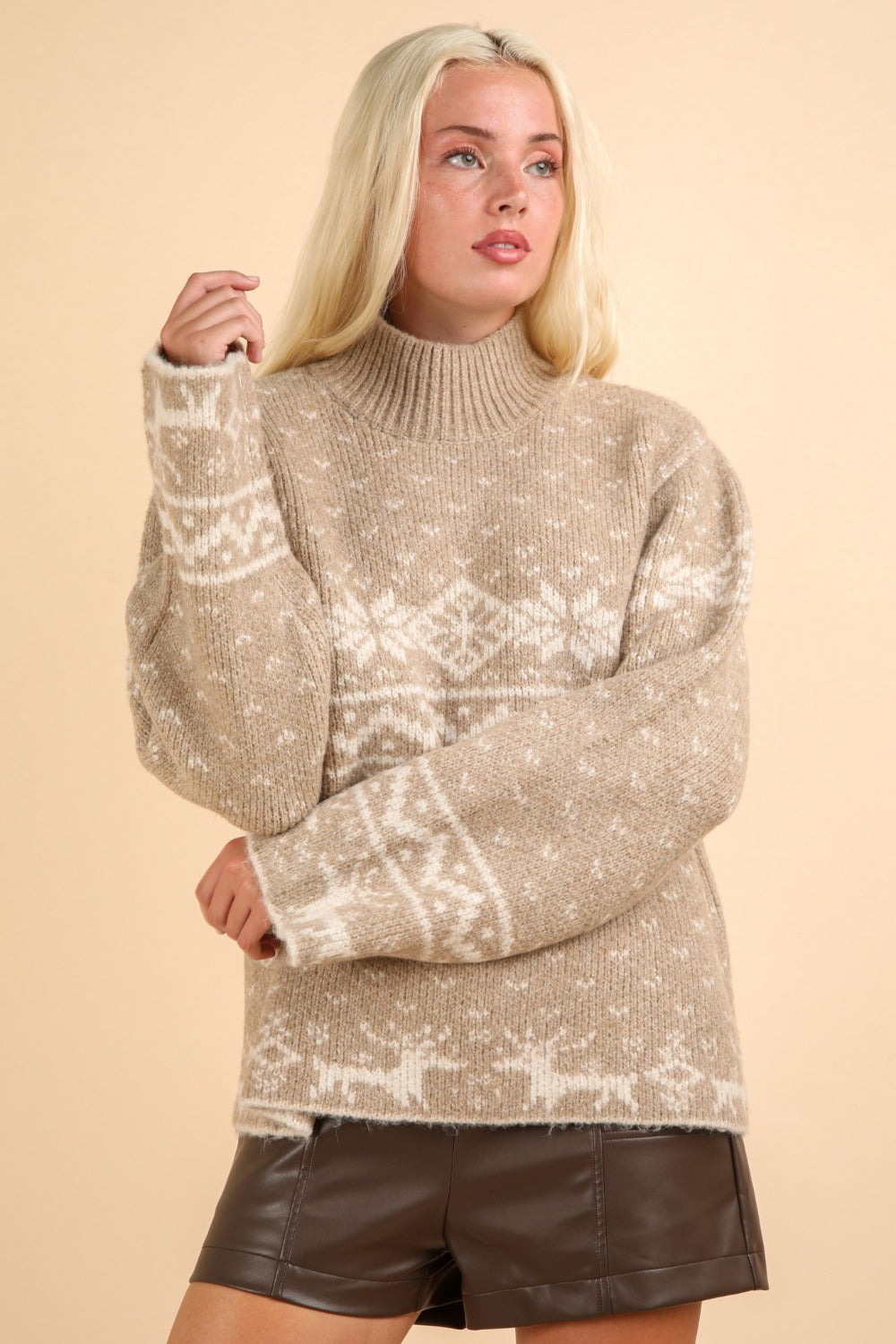 Beige Kerst Sweater voor Dames