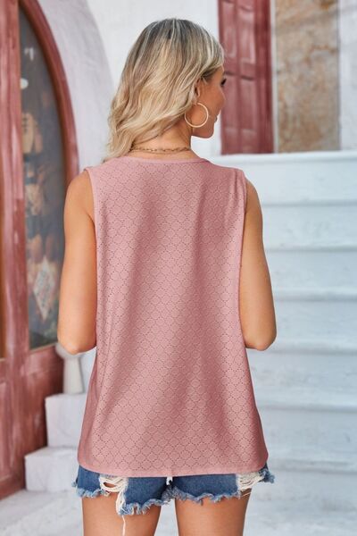 VIVIENNE | Eyelet open voorkant mouwloos vest