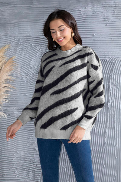 BIDDY | Sweater met ronde hals en losse schouders