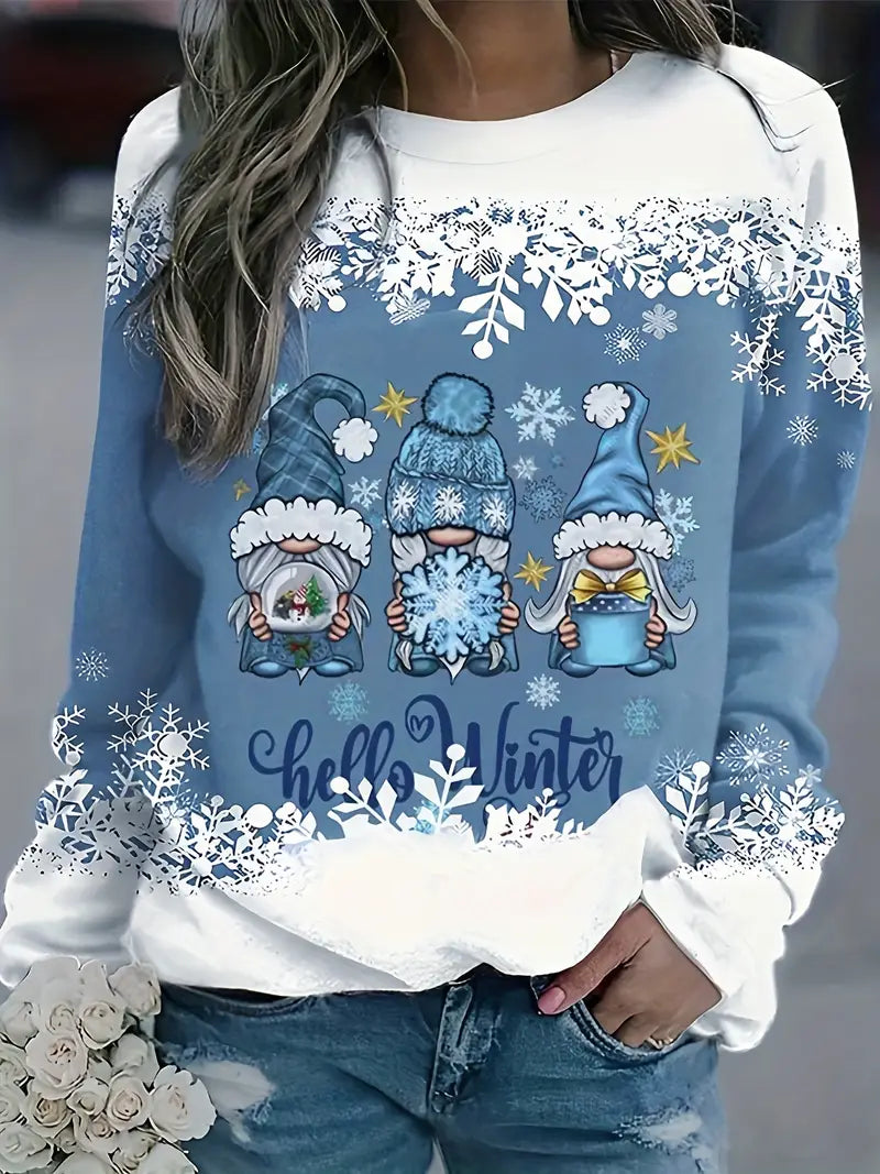 Sweatshirt met kerstkabouters