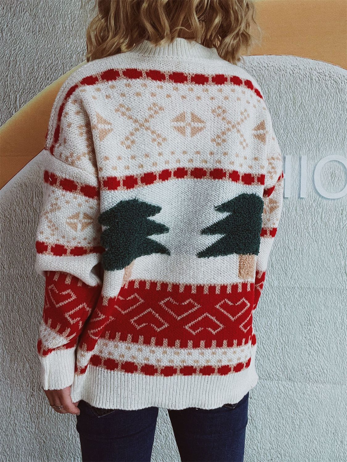 Kerstboom Sweater met Lange Mouwen en Ronde Hals