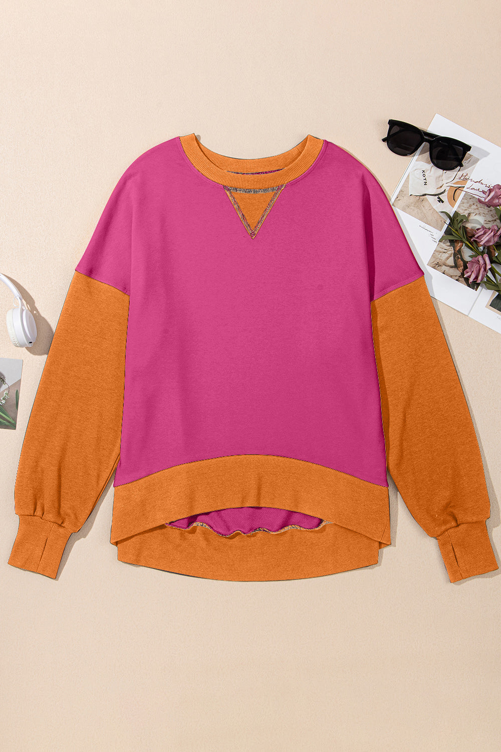 HARRIET | Contrast Ronde Hals Lang Sweatshirt