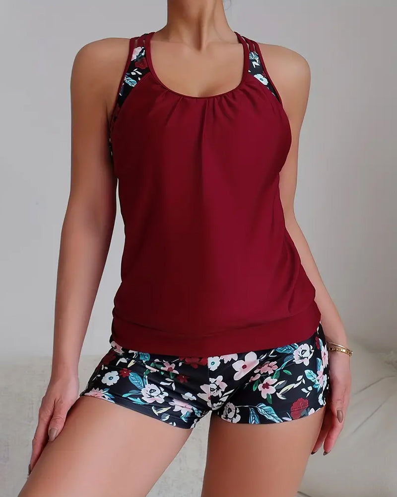 IRA | Mouwloze tankini met bloemenprint en open rug