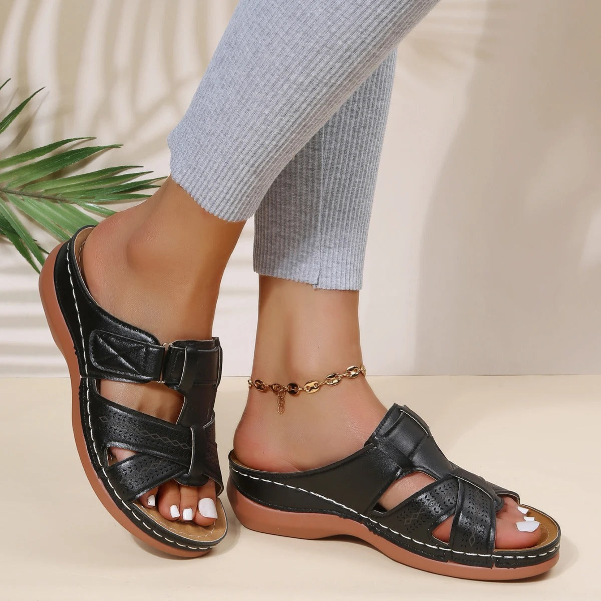 AALIYAH | Orthopedische leren dames sandalen met open teen