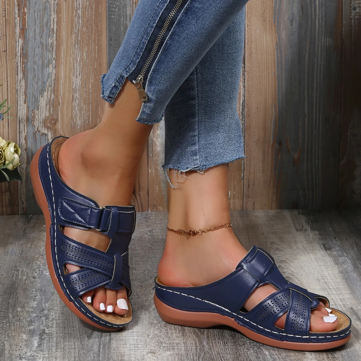 AALIYAH | Orthopedische leren dames sandalen met open teen