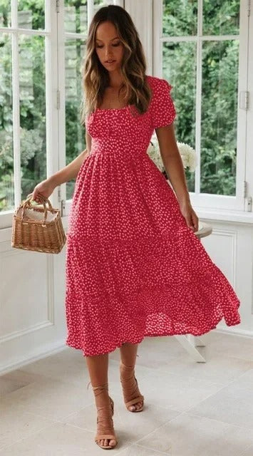 COSIMA | Polka Dot Retro Chic met Vintage Zomerpofmouwen