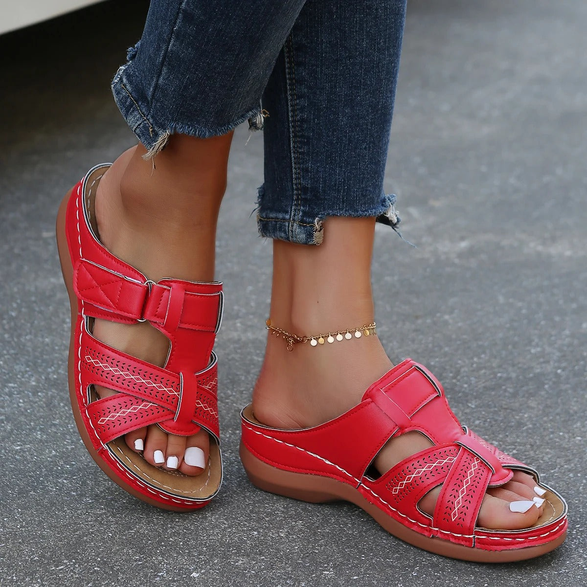 AALIYAH | Orthopedische leren dames sandalen met open teen